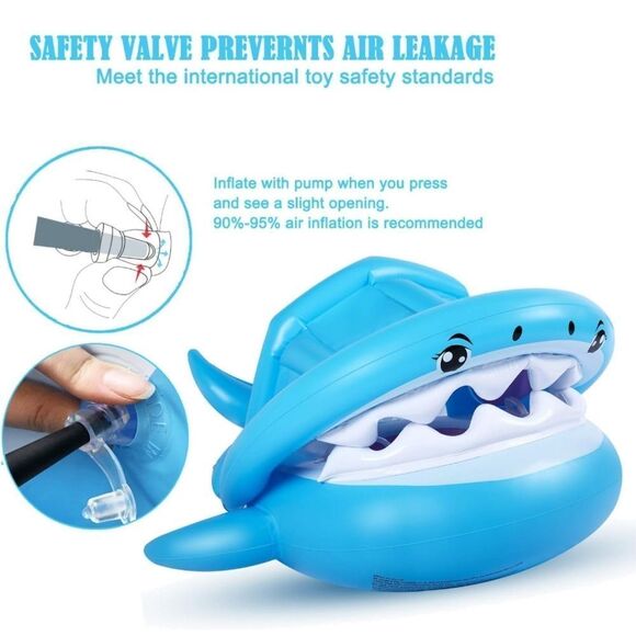 Baby Float with Inflatable Canopy ,Shark . 6mo. To 20mo. - Picture 3 of 7